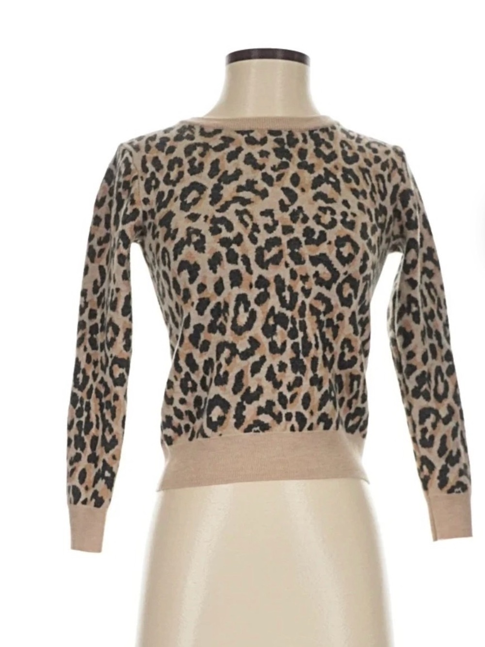 J. Crew Taupe & Black Knit Crewneck Sweater